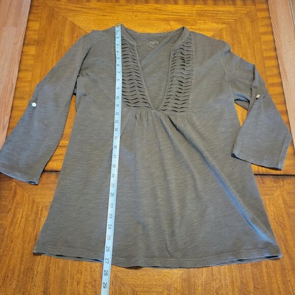 LOFT Olive Green Tunic with Roll Up Sleeves - Picture 9 of 10